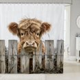 thumbnail image 1 of Manfei Farm Highland Cattle Shower Curtain 72Wx78L,Lodge Cabin Bath Curtain,Khaki Gray, 1 of 6