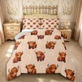 thumbnail image 1 of Manfei Farm Highland Cow King Size Comforter Sets 3pcs,Cute Daisy Animal Comforters King Size,Peach Brown,1 Comforter and 2 Pillowcases,Reversible, 1 of 6