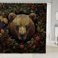 thumbnail image 1 of Manfei Farmhouse Bear Shower Curtain 72Wx78L, Rustic Garden Floral Bath Curtain, Dark Brown, 1 of 5