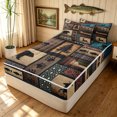 thumbnail image 1 of Manfei Farmhouse Bear Zipper Queen Comforter Set with Fitted Sheet and 2 Pillowcases, Boho Aztec Triangle Zipper Bedding Set, Dark Brown, Black Reversible, 4-Piece, 1 of 7