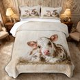 thumbnail image 1 of Manfei Farmhouse Cow Quilt Full 3-Piece,Rustic Animal Full Bedspread Sets,White Beige,1 Coverlet and 2 Pillowcases, 1 of 7