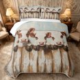 thumbnail image 1 of Manfei Farmhouse Cows Twin Quilt Set 2 Pieces,Rustic Animal Twin Coverlet Set,White Brown Blue,1 Bedspread and 1 Pillowcase, 1 of 7