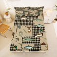 thumbnail image 1 of Manfei Farmhouse Deer Duck Fitted Sheet Full, Vintage Buffalo Bed Set, Brown, 3 Pieces, 1 Fitted Sheet and 2 Pillowcases, 1 of 6