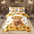 thumbnail image 1 of Manfei Farmhouse Highland Cow Bedding Comforter Set 7pcs, Watercolor Sunflower Full Bedding Set, Floral Butterfly Fitted Sheet Flat Sheet, Microfiber Bedroom Decor, 1 of 8