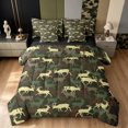 thumbnail image 1 of Manfei Farmhouse Moose King Bedding, Mid Century Camo King Bed in a Bag, Olive, Black Reversible, 7-Piece, 1 of 6