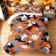thumbnail image 1 of Manfei Farmhouse Mosaic Quilt Full, Vintage Camo Dinosaur Full Bedspread Sets, Orange Gray, 3 Pieces, 1 Coverlet and 2 Pillowcases, 1 of 7