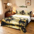 thumbnail image 1 of Manfei Farmhouse Style Deer Bed Sheets, Lake Mountain Landscape Full Size Sheets, Tan Golden, 4 Pieces, 1 Flat Sheet, 1 Fitted Sheet and 2 Pillowcases, 1 of 6