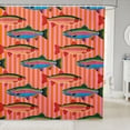 thumbnail image 1 of Manfei Farmhouse Trout Shower Curtain 72Wx84L, Simple Lines Stripe Bathroom Shower Curtain, Pink Orange, 1 of 5