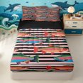 thumbnail image 1 of Manfei Farmhouse Trout Zipper Full Size Comforter Sets with Fitted Sheet and 2 Pillowcases, Stripe Lines Zipper Bedding Set, Black Pink Orange, Black Reversible, 4 Pieces, 1 of 7