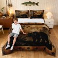 thumbnail image 1 of Manfei Farmhouse Wildlife Full Size Comforter Sets, Tribal Jungle Bear Bedding Comforter Set, Dark Brown Black, Black Reversible, 3-Piece, 1 Comforter and 2 Pillowcases, 1 of 7