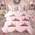 thumbnail image 1 of Manfei Farmhouse Xmas Truck Bedding Comforter Set 7pcs for Girl, Cartoon Christmas Tree King Bedding Sets, Kawaii Pink Christmas Reversible Bed Sheets, Microfiber Bedroom Decor, 1 of 7