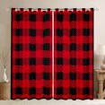 thumbnail image 1 of Manfei Fashion Abstract Adult Blackout Curtains Set of 2 (52x84 Each), Square Patchwork Window Curtains, Vintage Black Red Buffalo Curtains and Drapes, Curtains and Drapes Decor, 1 of 6