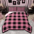 thumbnail image 1 of Homewish Fashion Abstract Adult Full Size Comforter Sets, Square Patchwork Bedding Comforter Set, Vintage Black Pink Buffalo Reversible Bedding Sets, Breathable Home Decor, 3-Piece, 1 of 8