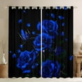 thumbnail image 1 of Manfei Fashion Blue Rose Black Out Curtains for Adult, Flower Floral Curtains Pack of 2 (42x63 Each), Romantic Anniversary Bedroom Curtains, Window Curtains Bedroom Decor, 1 of 6