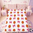 thumbnail image 1 of Manfei Fashion Bow Print Fitted Sheet Full,Basketball Ball Pattern Bed Set,3-Piece,1 Fitted Sheet and 2 Pillowcases, 1 of 6