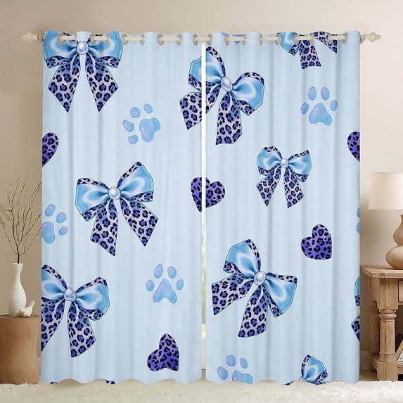 Manfei Fashion Bowknot Blackout Curtains,Retro Cheetah Print Curtains Pack of 2 (42x84 Each)
