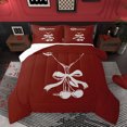 thumbnail image 1 of Manfei Fashion Bowknot Cup Full Size Comforter Sets, Kawaii Cherry Bedding Comforter Set, Maroon Cartoon Theme Reversible Bedding Sets, Lightweight Room Decor, 3 Pieces, 1 of 8