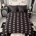 thumbnail image 1 of Manfei Fashion Bowtie Ribbon 7 Pieces Full Size Bedding Sets,Cartoon Cute Bow Full Size Bed in a Bag,Black Reversible, 1 of 7