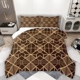 thumbnail image 1 of Homewish Fashion Buffalo Plaid Bedding Comforter Set, Brown Gold Abstract Twin Comforter Sets, Teens Adult Men Women Reversible Bedding Set, Breathable Home Decor, 2 Pieces, 1 of 8