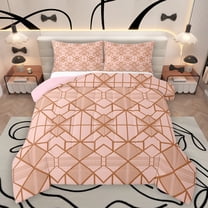 Manfei Fashion Buffalo Plaid Bedding Comforter Set, Pink Gold Abstract Twin Comforter Sets, Teens Adult Men Women Reversible Bedding Set, Lightweight Room Decor, 2 Pieces