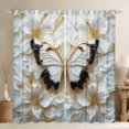thumbnail image 1 of Homewish Fashion Butterfly Women Curtains Pack of 2 (42x84 Each), Romantic Animal Curtains Blackout, White Gold Flower Floral Bedroom Curtains, Curtains and Drapes Decor, 1 of 6