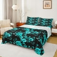 thumbnail image 1 of Manfei Fashion Cyan Rose Bed Sheets for Adult, Flower Floral King Sheets, Romantic Anniversary Sheet Set, Luxury Bedroom Decor, 4 Pieces, 1 of 7
