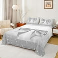 thumbnail image 1 of Manfei Fashion Grey Bow-tie Queen Sheet Sets, Bling Stars Print Flat Sheet, Teen Kid Girl Female Queen Fitted Sheet, Lightweight Room Decor, 4 Pieces, 1 of 7