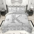 thumbnail image 1 of Homewish Fashion Initial K Letter Bedding Comforter Set, Glitter Diamond Love Heart Twin Comforter Sets, Princess Grey Bowknot Reversible Bedding Set, Super Cozy Room Decor, 2 Pieces, 1 of 8