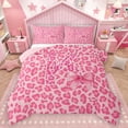 thumbnail image 1 of Manfei Fashion Leopard Print K Bedding Comforter Set for Women, Princess Ribbon Bowknot Twin Comforter Sets, Pink Cartoon Reversible Bedding Set, Microfiber Bedroom Decor, 2-Piece, 1 of 8