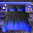 thumbnail image 1 of Manfei Fashion Lines Stripes Bedding Comforter Set 7pcs, Blue Modern Abstract Ombre King Bedding Sets, Teens Kids Adult Reversible Bed Sheets, Ultra Soft Bedroom Decor, 1 of 7