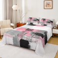 thumbnail image 1 of Manfei Fashion Pink Artwork Queen Sheet Sets for Adult, Square Abstract Flat Sheet, Vintage Oil Printing Queen Fitted Sheet, Microfiber Bedroom Decor, 4-Piece, 1 of 6