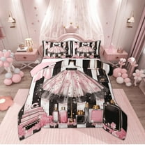 Manfei Fashion Pink Dress Bedding Comforter Set, Valentines Day Twin Comforter Sets, Teen Kid Child Female Girl Reversible Bedding Set, Lightweight Room Decor, 2-Piece