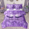 thumbnail image 1 of Manfei Fashion Purple Eyelashes Bedding Comforter Set 7pcs, Dreamy Sequin Print King Bedding Sets, Romantic Love Heart Bed Sheets, Lightweight Room Decor, 1 of 7