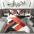 thumbnail image 1 of Manfei Fashion Red Rectangle Bedding Comforter Set 7-Piece, Chic Modern Geometric King Bedding Sets, Abstract Ombre Reversible Bed Sheets, Super Cozy Room Decor, 1 of 7