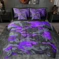thumbnail image 1 of Manfei Fashion Splash Graffiti Bedding Comforter Set 7pcs for Kids, Purple Camouflage Queen Bedding Sets, Chic Abstract Ombre Reversible Queen Sheet Sets, Lightweight Room Decor, 1 of 7