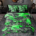 thumbnail image 1 of Manfei Fashion Splash Graffiti Twin Bedding Sets 7-Piece for Kids, Green Camouflage Bedding Comforter Set, Chic Abstract Ombre Reversible Sheet Sets, Breathable Home Decor, 1 of 7