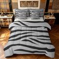 thumbnail image 1 of Manfei Fashion Tiger Print King Bedding, Modern Stripes Lines King Bed in a Bag, Gray Black, Gray Reversible, 7 Pieces, 1 of 6