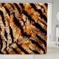 thumbnail image 1 of Manfei Fashion Tiger Print Shower Curtain 72Wx84L, Minimalism Stripes Lines Bathroom Shower Curtain, Dark Brown Orange, 1 of 5