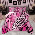 thumbnail image 1 of Homewish Fashion Zebra Print Queen Comforter Set, Pink Leopard Cheetah Bedding Sets, Teens Kids Adult Female Reversible Bedding Comforter Set, Luxury Bedroom Decor, 3-Piece, 1 of 8