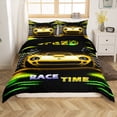 thumbnail image 1 of Manfei Fast Car 2pcs Duvet Cover Twin for Kids Teens Female Men,Yellow Green Bedding Sets Twin Size,Car Theme Comforter Cover Breathable,Microfiber Geometric Room Decorative(No Comforter), 1 of 6