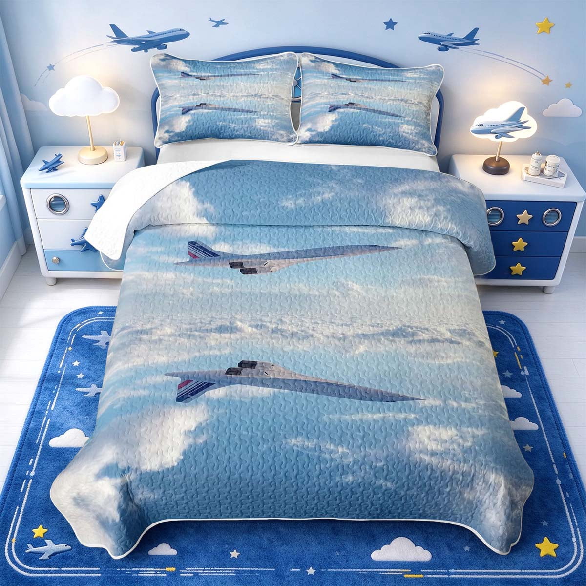 Pyjamas At Jet Manfei Fast Jet Print Quilt Full,Timeless Cloud Full Bedspread Sets,3 ...