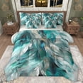 thumbnail image 1 of Manfei Feather 7-Piece Bedding Comforter Set,Modern Art King Bedding Sets,Cyan White Bed Sheets For Teens,Super Cozy Room Decor Reversible, 1 of 8