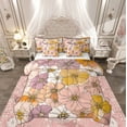 thumbnail image 1 of Manfei Female Flower Floral Twin Bedding Sets 7-Piece, Vintage Pink Blossoms Bedding Comforter Set, Western French Style Reversible Sheet Sets, Luxury Bedroom Decor, 1 of 7