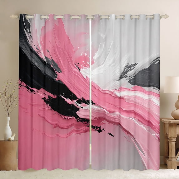 Manfei Female Men Abstract Gradient Oil Painting Black Out Curtains,Grey Pink Curtains Pack of 2 (42x63 Each),Vintage Aesthetic Bedroom Curtains,Lightweight Room Decor