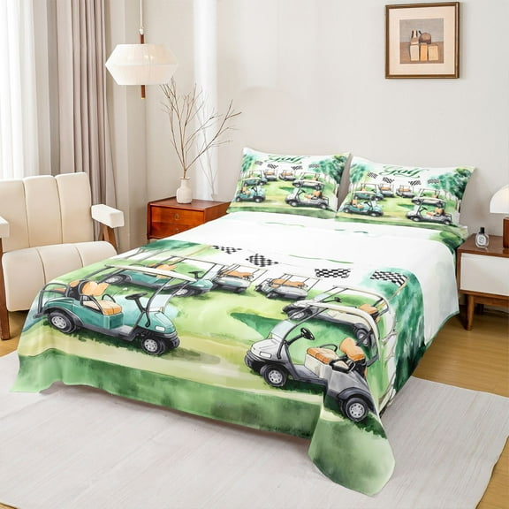 Manfei 4-Piece King Bedding Sheets - Golf Sport Theme