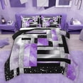 thumbnail image 1 of Manfei Female Men Geometric Plaid Rectangle Bedding Comforter Set 2pcs,Abstract Gradient Twin Comforter Sets Microfiber,Bling Glitter Breathable Bedding Set,Luxury Bedroom Decor,Reversible, 1 of 8