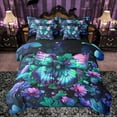 thumbnail image 1 of Manfei Female Men Green Butterfly Bedding Comforter Set 7pcs,Chic Floral Flowers Queen Bedding Sets Super Cozy,Abstract Gradient Queen Sheet Sets,Microfiber Bedroom Decor,Reversible, 1 of 8