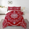 thumbnail image 1 of Manfei Female Men Red White Mandala 2pcs Bedding Comforter Set,Bohemian Theme Twin Comforter Sets,Exotic Style Breathable Bedding Set,Microfiber Bedroom Decor,Reversible, 1 of 8