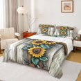 thumbnail image 1 of Manfei Female Men Rustic Floral Sunflower 4pcs Bed Sheets,Lodge Cottage King Sheets,Vintage Retro Super Cozy Sheet Set,Microfiber Bedroom Decor, 1 of 7