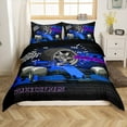 thumbnail image 1 of Manfei Female Men Women Fast Car Full Size Comforter Cover 3-Piece,Black Blue Bedding Full Size,Car Theme Lightweight Duvet Cover,Microfiber Geometric Room Decorative(No Comforter), 1 of 6